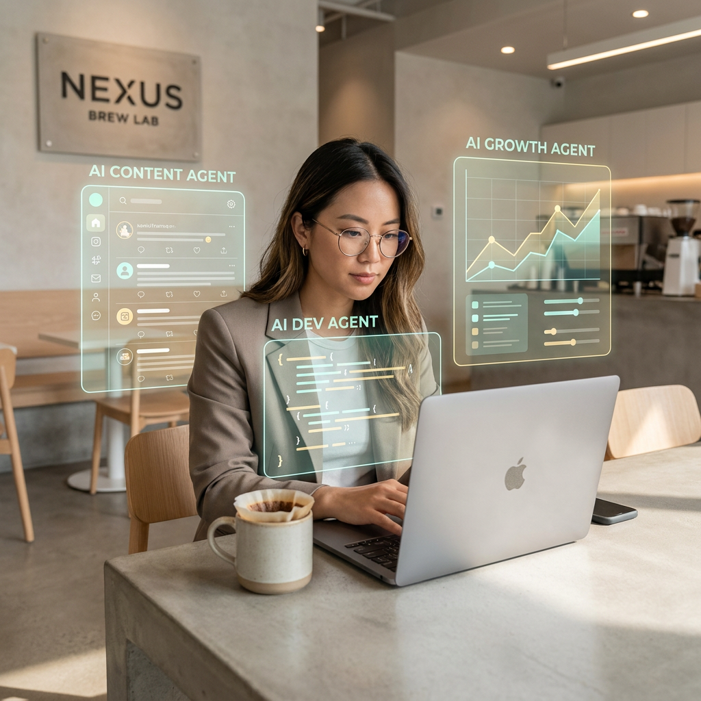 O.P.C. Solopreneur working with holographic AI Agents